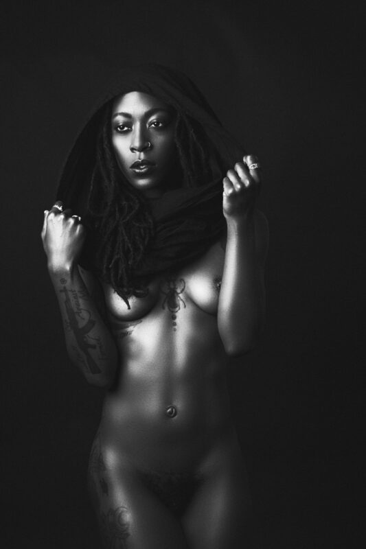 Black and white nude photography. Black girl naked.